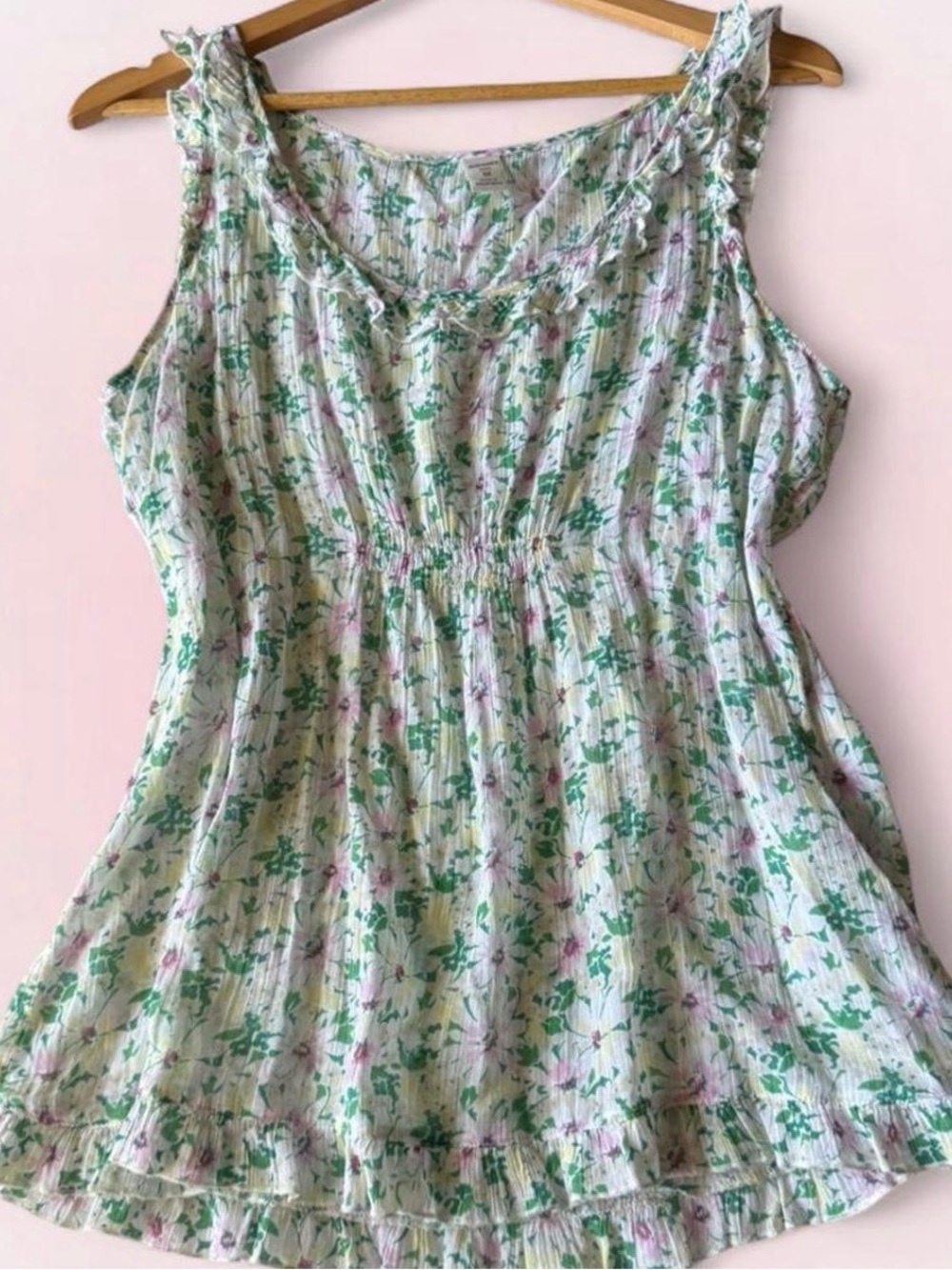 Old Navy Ruffle Floral Babydoll Cotton Tank Top • Medium • Cottage/Prairie/Boho